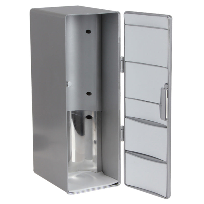3.5W-USB-PC-Mini-Fridge-Beverage-Drink-Cooler-/-Warmer,-Size:-24.5-x-10.8-x-8.3cm(Silver)