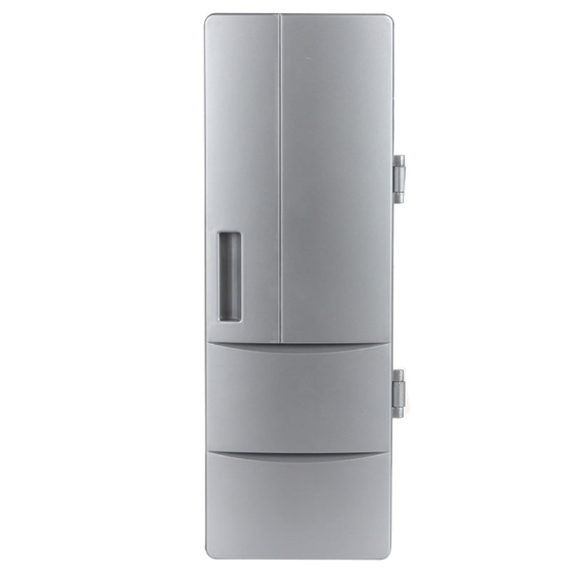 3.5W-USB-PC-Mini-Fridge-Beverage-Drink-Cooler-/-Warmer,-Size:-24.5-x-10.8-x-8.3cm(Silver)