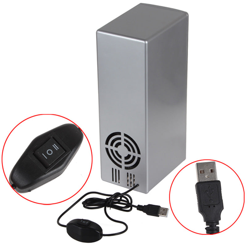 3.5W-USB-PC-Mini-Fridge-Beverage-Drink-Cooler-/-Warmer,-Size:-24.5-x-10.8-x-8.3cm(Silver)
