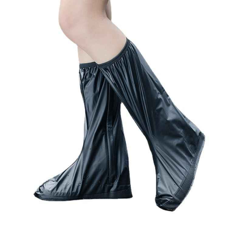 38cm Outdoor PVC Thickened Anti-Skid Rainproof High-Top Shoe Covers, Size: XXXL 45-46(Black)