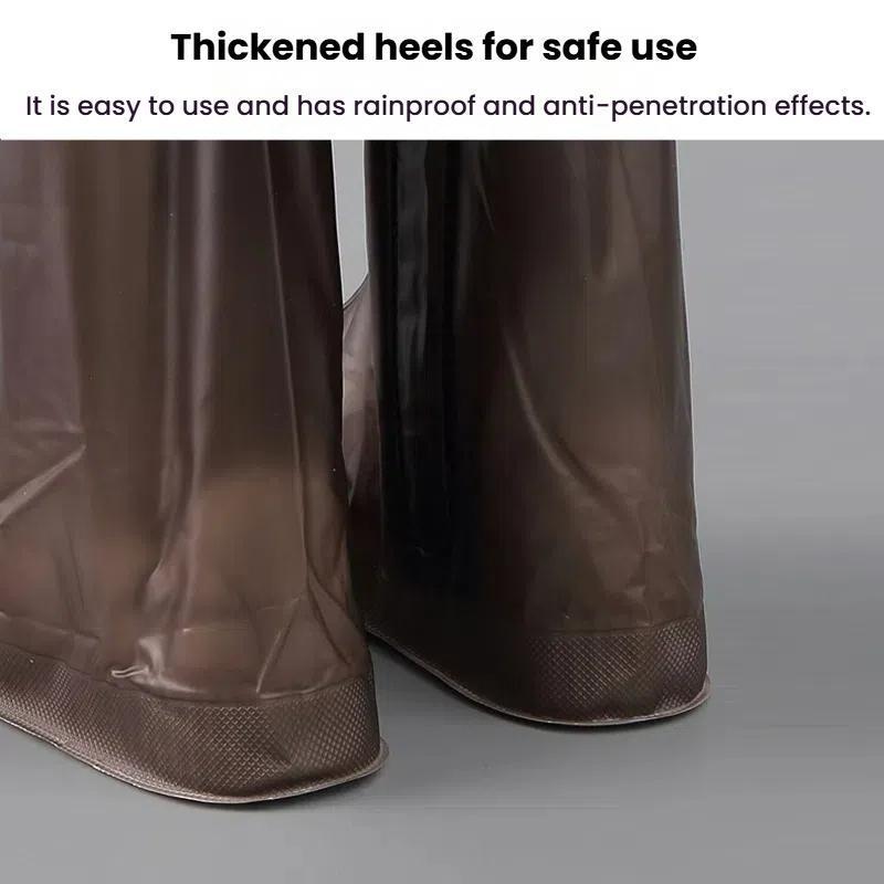 38cm-Outdoor-PVC-Thickened-Anti-Skid-Rainproof-High-Top-Shoe-Covers,-Size:-XXXL-45-46(Black)