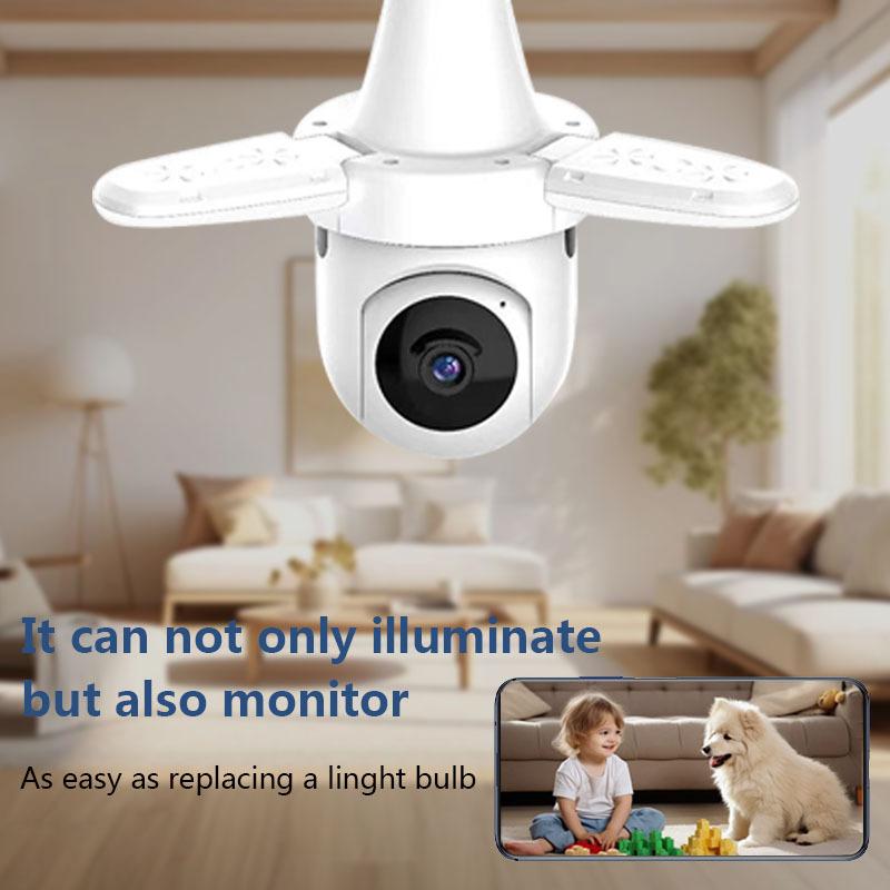 3MP-HD-Smart-Three-Blade-Fan-Light-Bulb-Style-Wireless-WiFi-Surveillance-Camera,-Specification:2.4GHz(White)