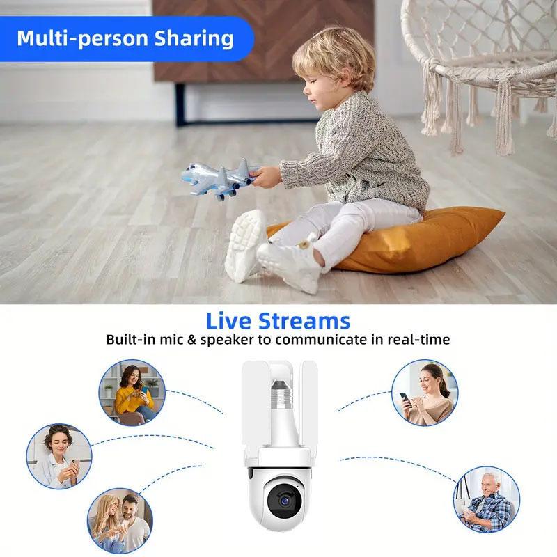 3MP-HD-Smart-Three-Blade-Fan-Light-Bulb-Style-Wireless-WiFi-Surveillance-Camera,-Specification:2.4GHz(White)