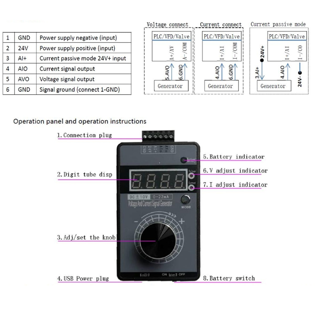 4-20mA-0-10V-Signal-Generator-Adjustable-Voltage-Current-Simulator,-Built-in-Battery-(Black)