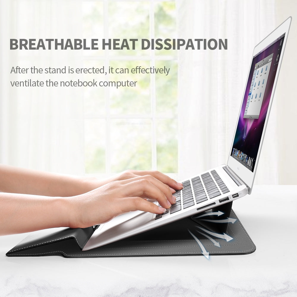 4-in-1-Universal-Laptop-Holder-PU-Waterproof-Protection-Wrist-Laptop-Bag,-Size:15/16inch(Grey)