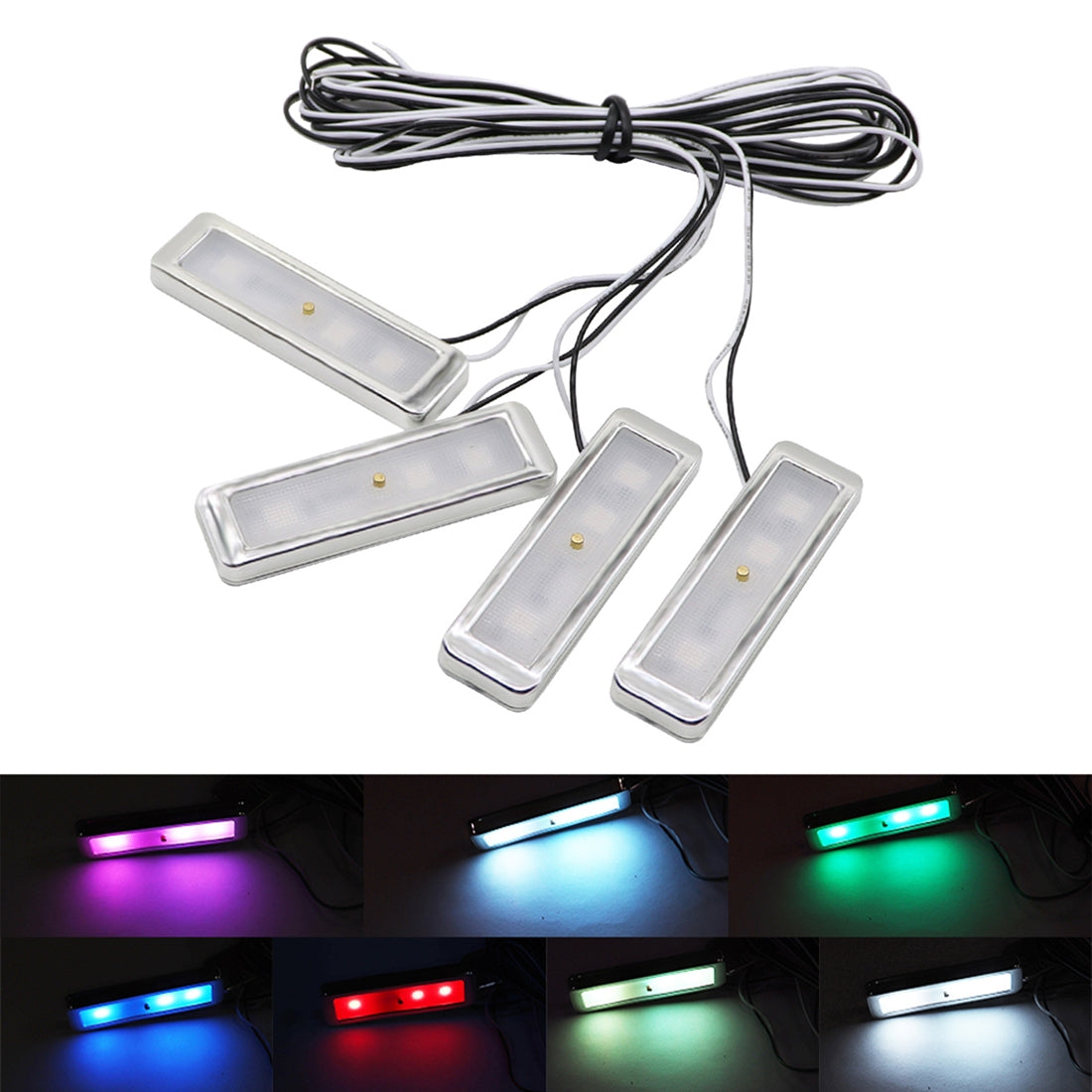 4-PCS-Universal-Car-Colorful-LED-Inner-Handle-Light-Atmosphere-Lights-Decorative-Lamp-DC12V-/-0.5W-Cable-Length:-70cm-(Colour)