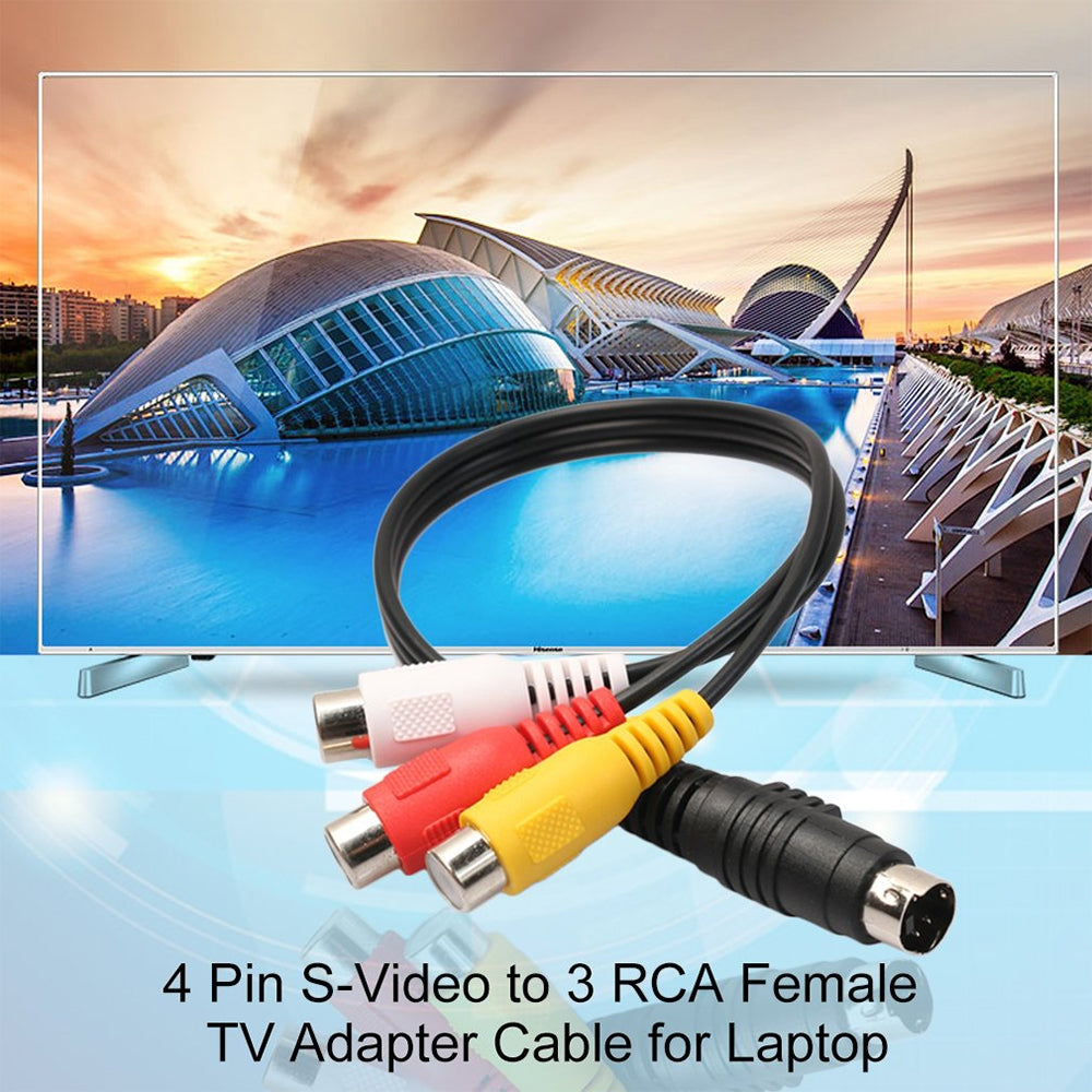 4-pin-S-Video-TV-to-RCA-Converter-AV-female-Cable-Adapter,-Length:-20cm