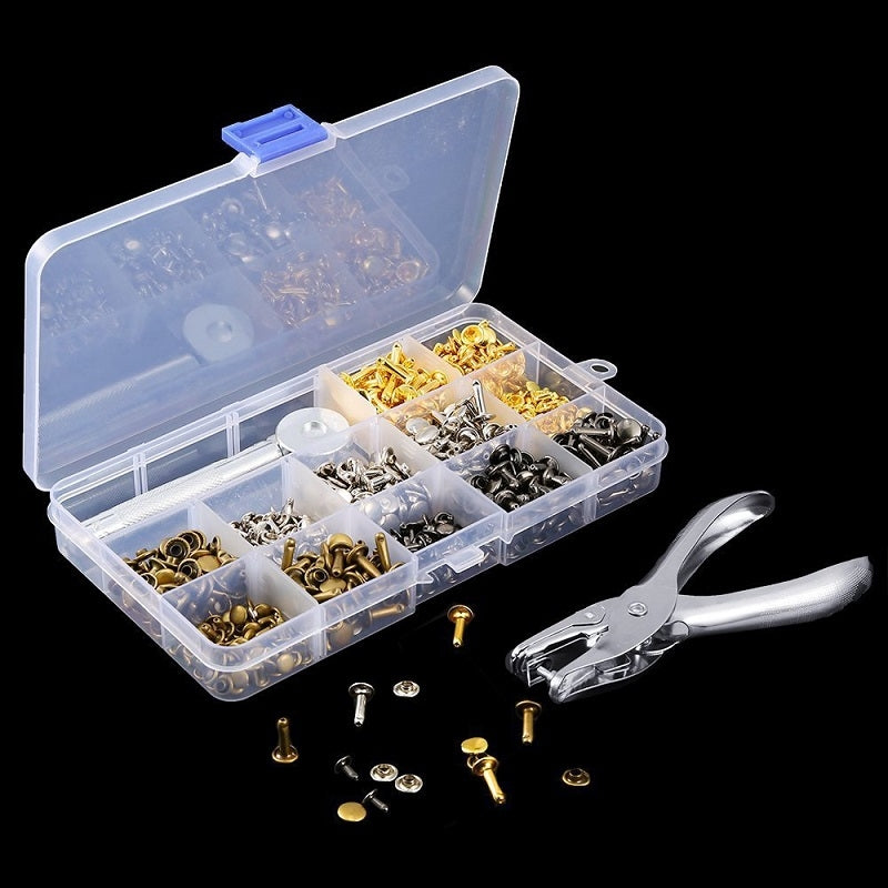 480pcs-Copper-Leather-Hollow-Cap-Double-Sided-Rivet-Set-With-Punching-Pliers