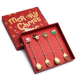 4pcs-/Pack-Christmas-Gift-Spoon-Cartoon-Fruit-Fork-Dessert-Coffee-Scoop,-Style:-A