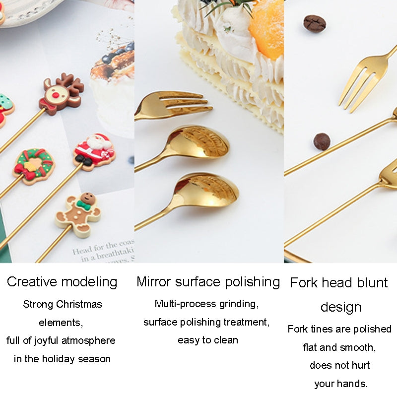 4pcs-/Pack-Christmas-Gift-Spoon-Cartoon-Fruit-Fork-Dessert-Coffee-Scoop,-Style:-A