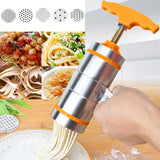 5-Molds-Household-Manually-Small-Stainless-Steel-Pressing-Style-Handhold-Noodle-Machine-(Orange)