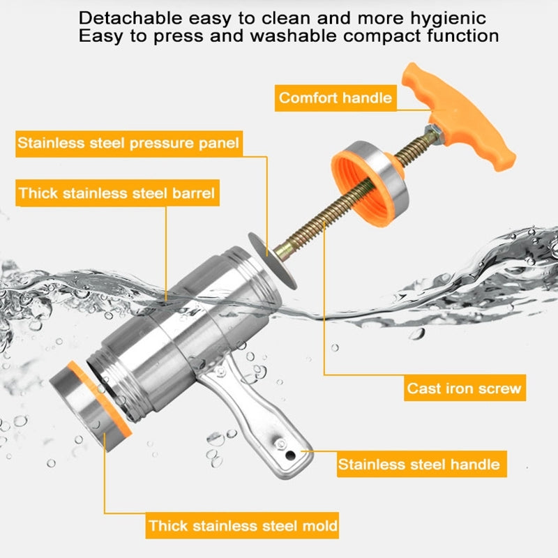 5-Molds-Household-Manually-Small-Stainless-Steel-Pressing-Style-Handhold-Noodle-Machine-(Orange)