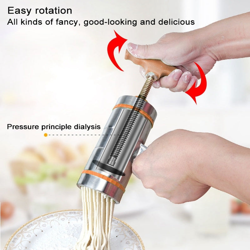 5-Molds-Household-Manually-Small-Stainless-Steel-Pressing-Style-Handhold-Noodle-Machine-(Orange)