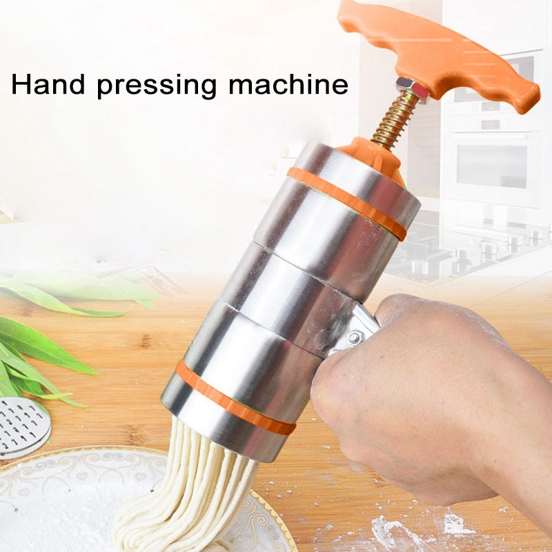 5-Molds-Household-Manually-Small-Stainless-Steel-Pressing-Style-Handhold-Noodle-Machine-(Orange)