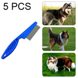 5-PCS-Pet-Cats-Dogs-Supplies-Combs-Fine-Toothed-Stainless-Steel-Needle-Fleas-Removal-Combs,-Length:-14cm-(Blue)