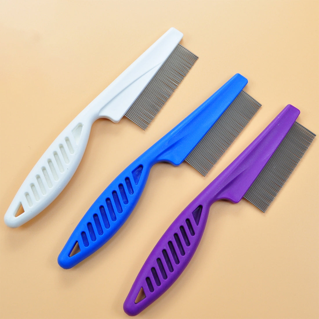5-PCS-Pet-Cats-Dogs-Supplies-Combs-Fine-Toothed-Stainless-Steel-Needle-Fleas-Removal-Combs,-Length:-14cm-(Blue)