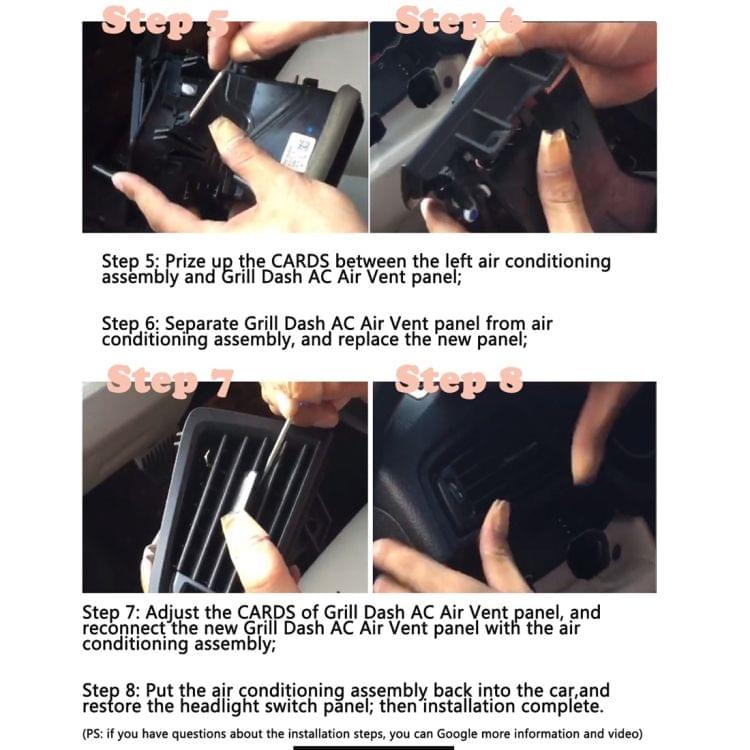Car Plating Center + Right + Left + Rear Console Grill Dash AC Air Vent 64229166883 for BMW 5 Series, with Installation Tools