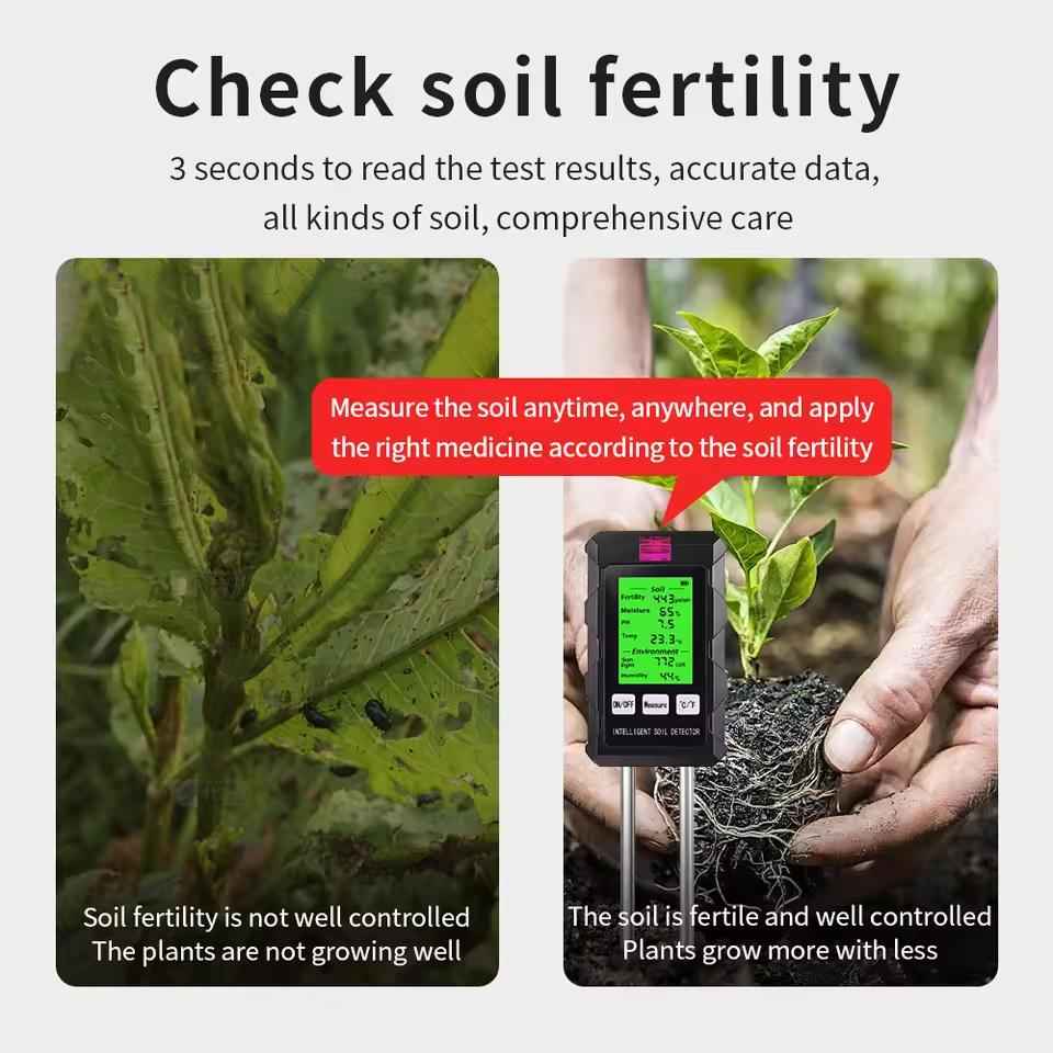 Soil-Tester-for-Fertility,-pH,-Temperature,-Humidity,-Light-6-in-1-Meter