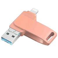 RICHWELL R-PK004 256GB External Storage OTG U Disk Memory Stick 3 in 1 Lightning/Micro USB/USB 3.0 Flash Drive - Pink