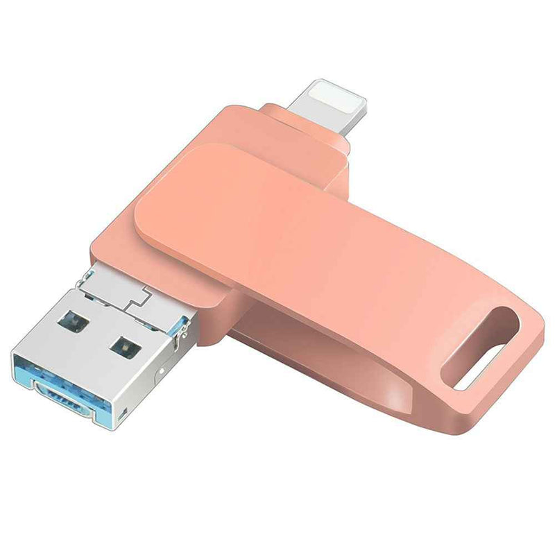 RICHWELL R-PK004 256GB External Storage OTG U Disk Memory Stick 3 in 1 Lightning/Micro USB/USB 3.0 Flash Drive - Pink