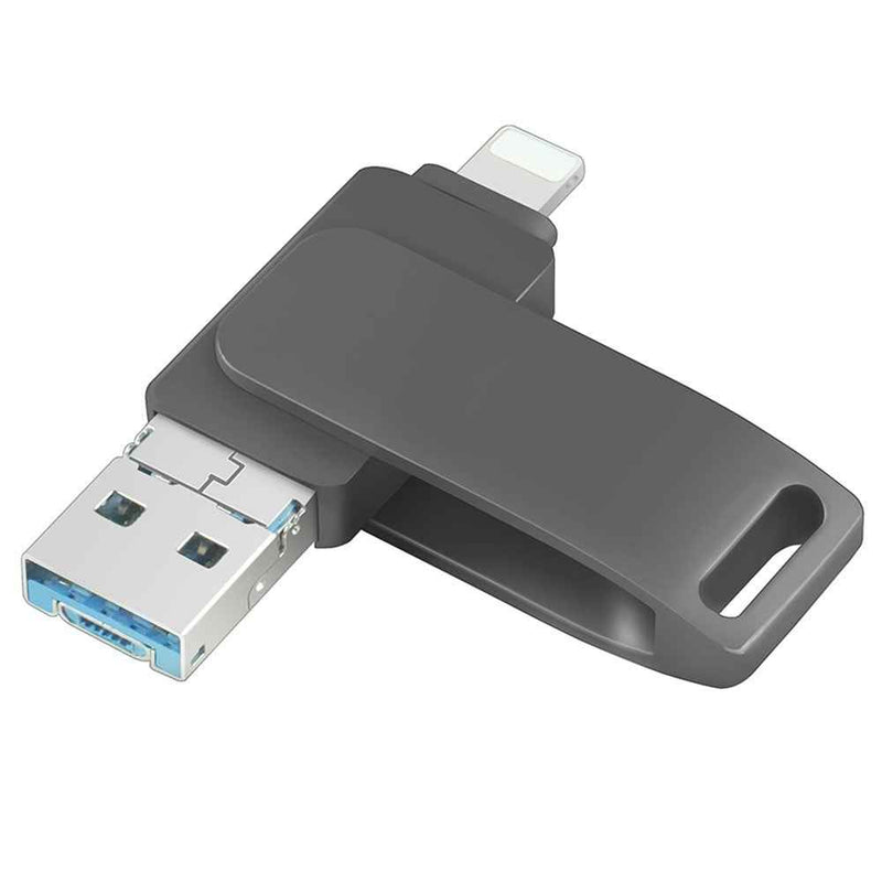 RICHWELL R-PK004 128GB Plug and Play Memory Stick 3 in 1 Lightning/Micro USB/USB 3.0 Flash Drive OTG U Disk - Black