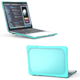 Two-Piece Plastic + TPU Protective Case Shell with Stand Design for MacBook Pro 13 inch (2020) A2251 / A2289 / A2338 (M1 / M2) - Cyan