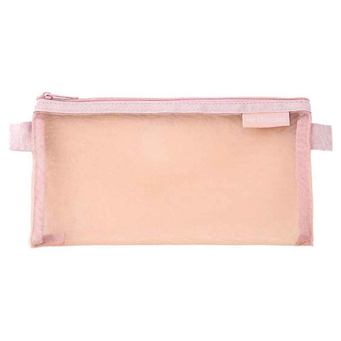 HE CHOOSES D033 Nylon Mesh Pencil Case Stationery Bag School Supplies, Size S - Deep Pink