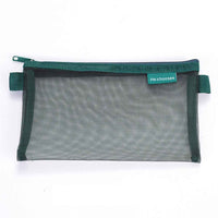 HE CHOOSES D033 Nylon Mesh Pencil Case Stationery Bag School Supplies, Size S - Blackish Green