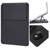 12-13.3 inch Laptop Case PU Leather Ultra-Slim Folding Stand Notebook Carrying Bag - Black