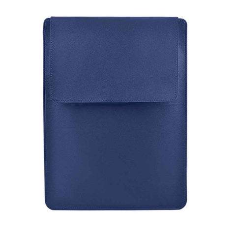 15.4-15.6 inch Notebook Carrying Bag Fold Laptop Stand Slim PU Leather Waterproof Sleeve Case - Sapphire