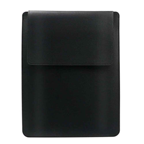 13.3-14 inch Notebook Carrying Bag Fold Laptop Stand Slim PU Leather Waterproof Sleeve Case - Black