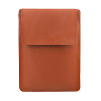 13.3-14 inch Notebook Carrying Bag Fold Laptop Stand Slim PU Leather Waterproof Sleeve Case - Yellowish Brown