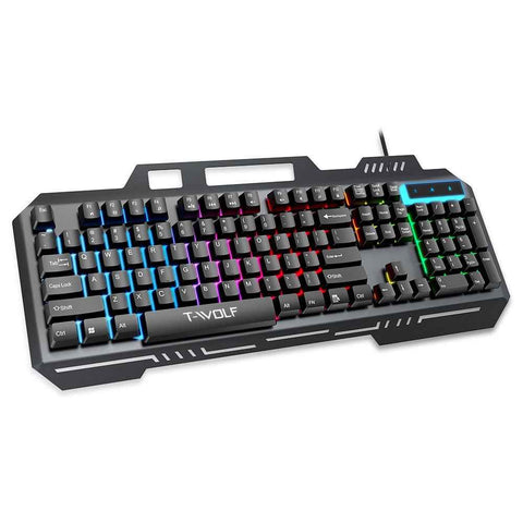 T-WOLF T16 Backlit Wired 104-Key Gaming Keyboard Ambient Light Gaming Keyboard