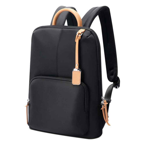 BOPAI 14-inch Laptop Waterproof Backpack Nylon Polyester Business Commute Notebook Shoulder Bag - Black