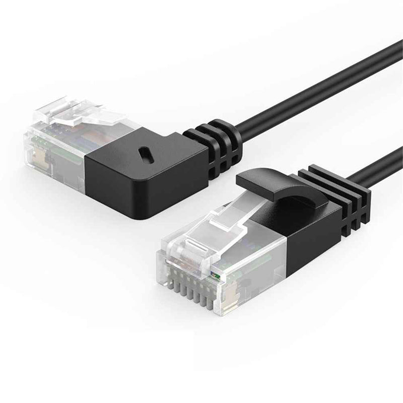 CABLECREATION CL0045 2m Cat6a LAN Network Cable 10Gbps Pure Copper Thin Cord Computer Router Connection Cable - Right Bend