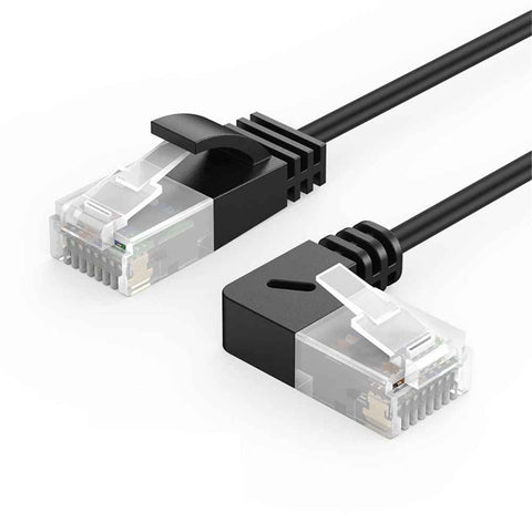CABLECREATION CL0045 2m Cat6a LAN Network Cable 10Gbps Pure Copper Thin Cord Computer Router Connection Cable - Left Bend