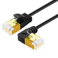 CABLECREATION CL0257 3m High Speed Cat7 Ethernet Cable 90 Degree Gigabit RJ45 LAN Cable 10Gbps Shielded Internet Network Patch Cord - Left Angle