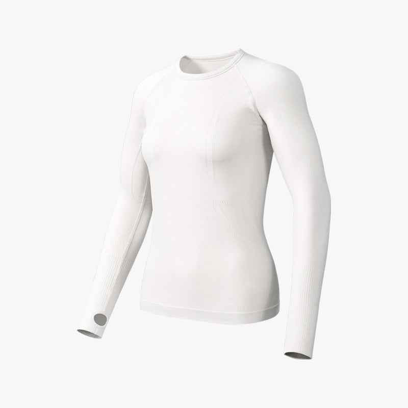GOLOVEJOY YJ06 Yoga Top for Women Slim Fit Long Sleeve Quick Dry Fitness Top with Thumb Hole - White/XL