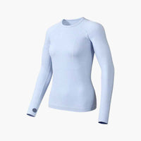 Women's Long Sleeve Yoga Top with Thumb Holes - Blue, M