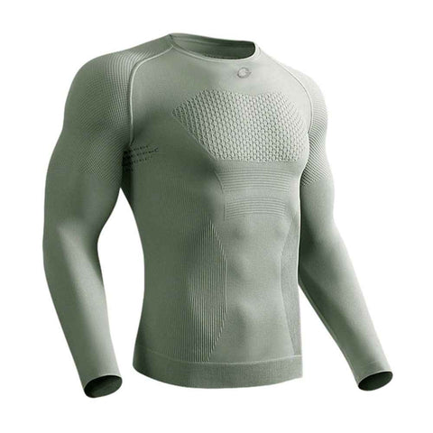 GOLOVEJOY JS07 Quick Dry Workout Top for Men High Stretch Long Sleeve Fitness Compression Tights - Green / XL