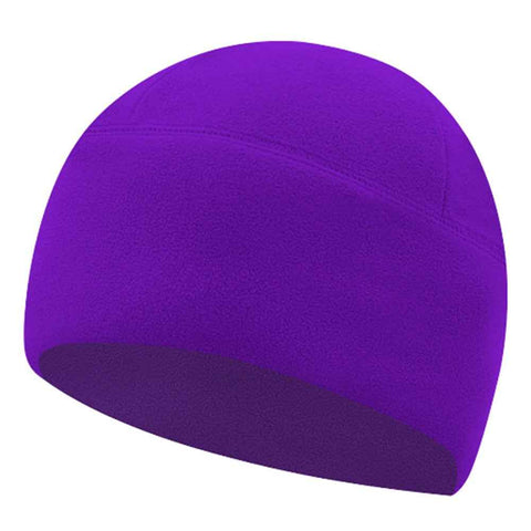 Winter Windproof Polar Fleece Beanie Hat Ear Protection Helmet Liner Cap for Motorcycle Riding - Dark Purple