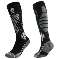XAOMUYG L Size 40-45 Wool Blend Ski Socks Professional Winter Warm Thick Compression Long Tube Socks for Skiing Sports - Black