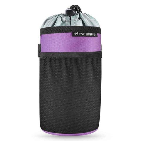 WEST BIKING YP0707411 Bicycle Cycling Water Bottle Bag Bike Handlebar Front Insulated Pouch - Purple