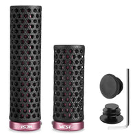WEST BIKING YP0804092 1 Pair Mountain Bike Long + Short Grips 3D Printed TPU Anti Slip Handlebar Grips - Black / Pink