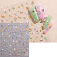 Summer Floral Butterfly Nail Art Stickers Self Adhesive 5D Embossed Manicure Decals - 5D-0377