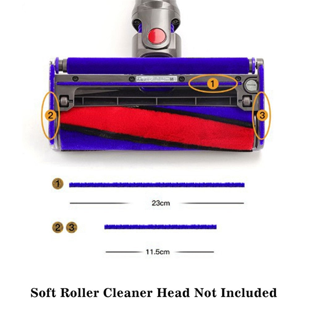 3Pcs / Set Plush Strips for Dyson V7 / V8 / V10 / V11 Vacuum Cleaner Roller Head Strip Replacement