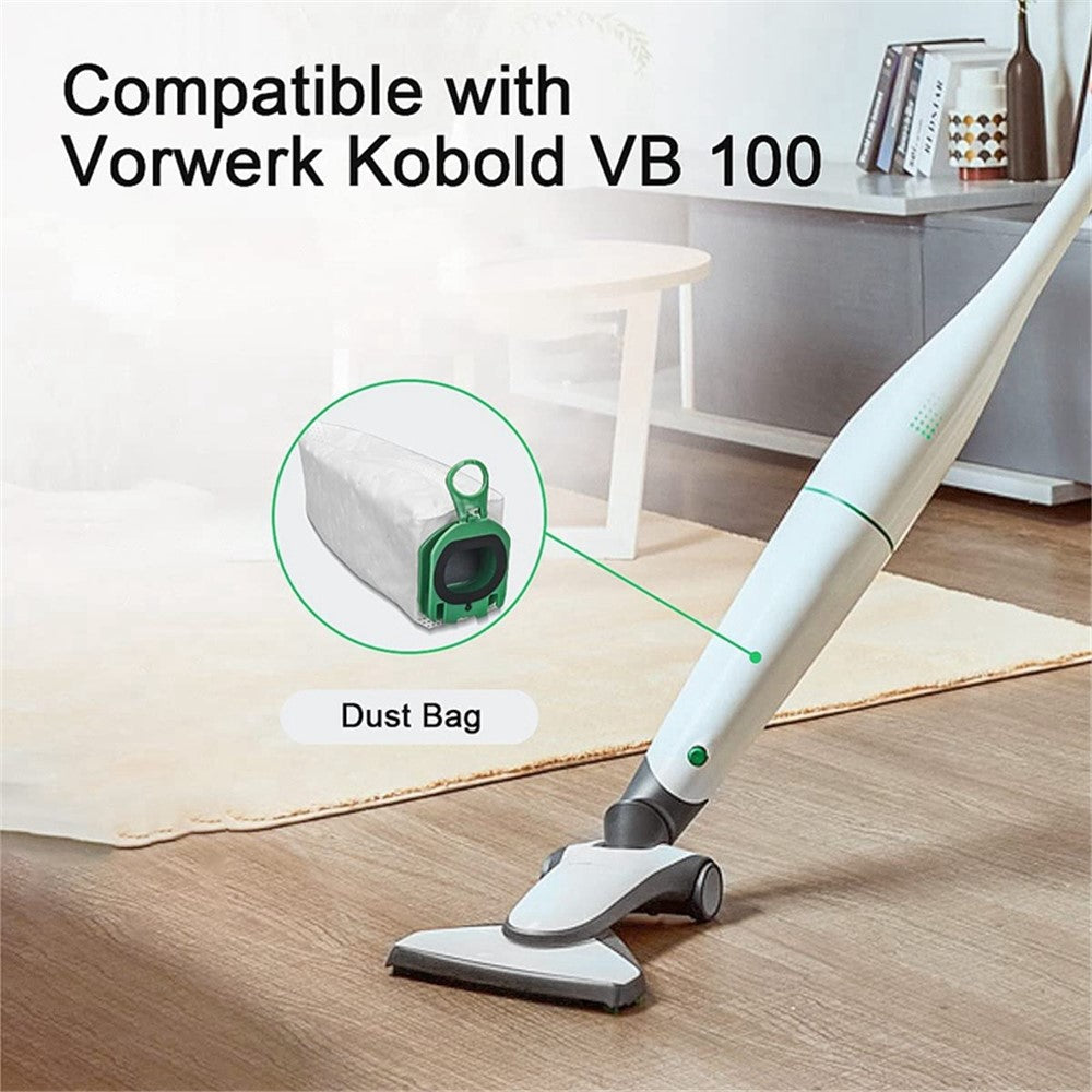 10PCS Replacement Cleaning Bags Dust Bags with Cleaning Brush for Vorwerk Kobold VB100 Vacuum Cleaner
