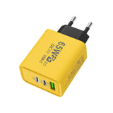 65W-Gallium-Nitride-USB-+-Type-C-Fast-Charging-Charger,-Plug-Type:EU-Plug(Yellow)