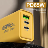 65W-Gallium-Nitride-USB-+-Type-C-Fast-Charging-Charger,-Plug-Type:EU-Plug(Yellow)