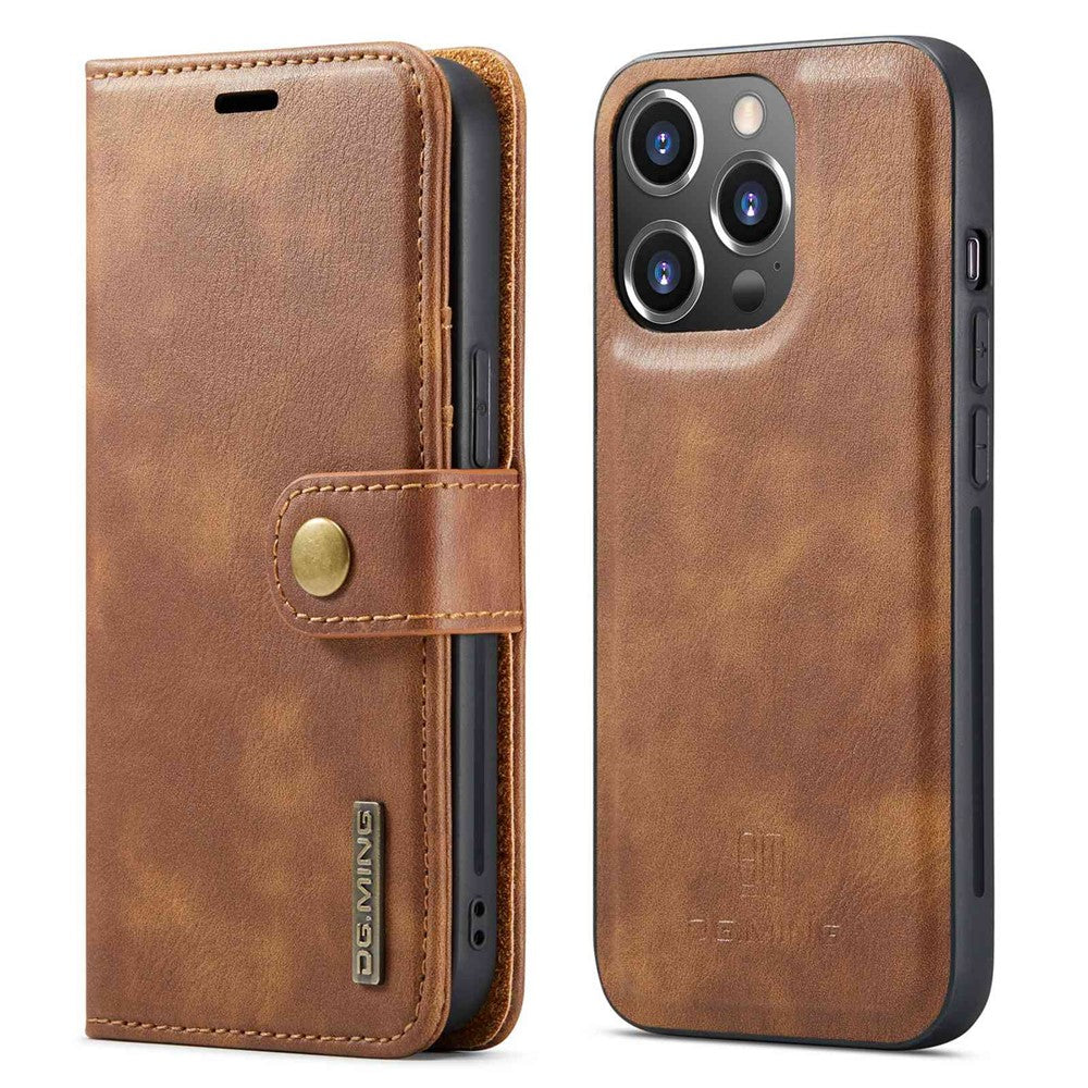 DG.MING-For-iPhone-14-Pro-Max-6.7-inch-Wallet-Magnetic-Detachable-Case-Split-Leather-Stand-Flip-Phone-Cover-Brown